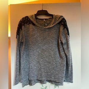 Sweater style hooded top